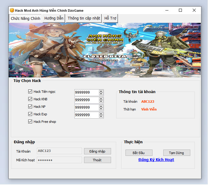 Hack Mod Anh Hùng Viễn Chinh DzoGame