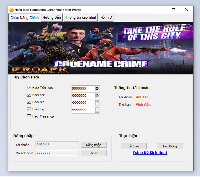 Hack Mod Codename Crime Vice Open World