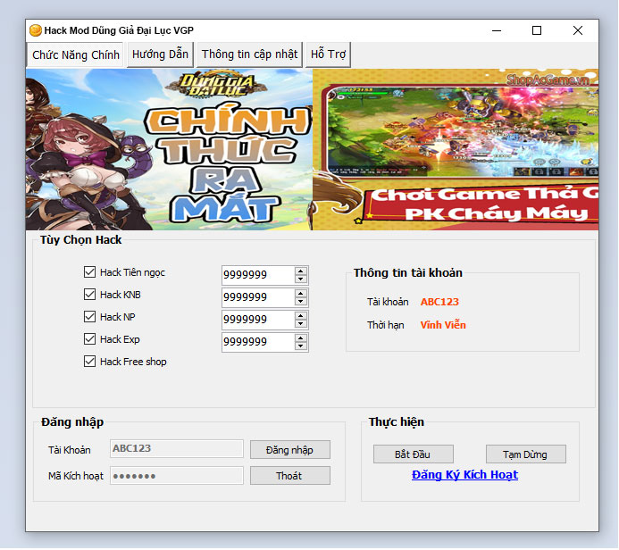 Hack Mod Dũng Giả Đại Lục VGP