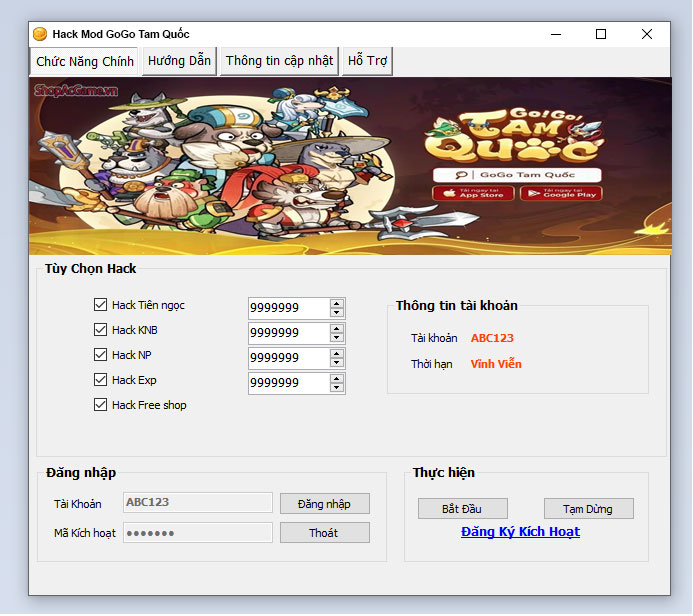 Hack Mod GoGo Tam Quốc