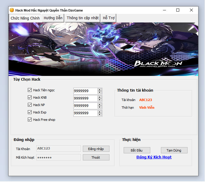 Hack Mod Hắc Nguyệt Quyền Thần DzoGame