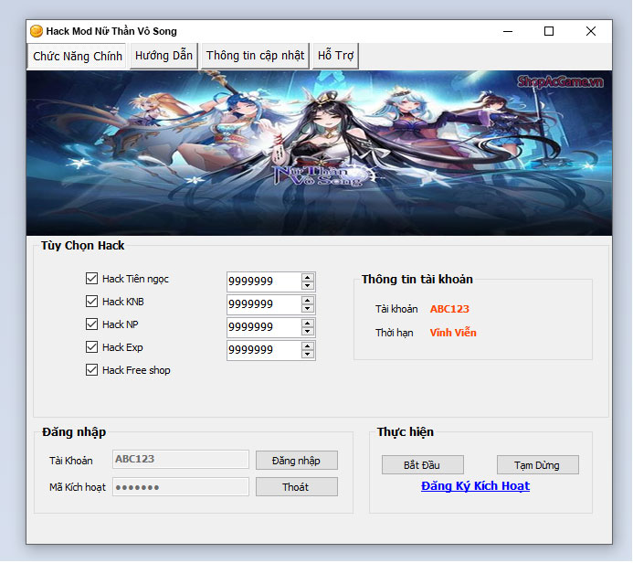 Hack Mod Nữ Thần Vô Song Thành Công 100%