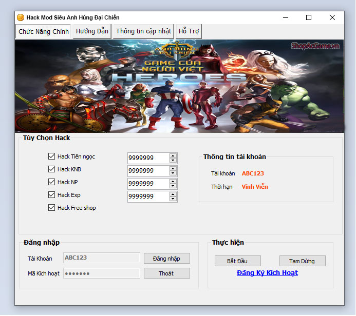 Hack Mod Siêu Anh Hùng Đại Chiến