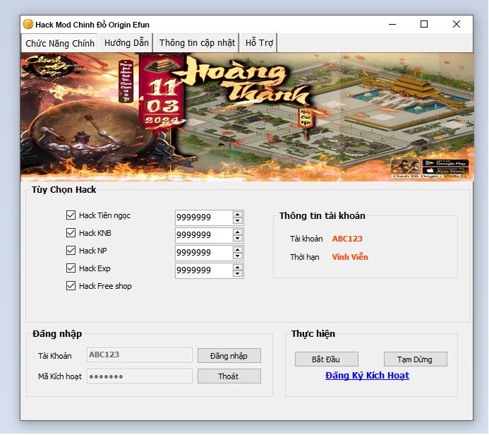 Hack Mod Chinh Đồ Origin Efun