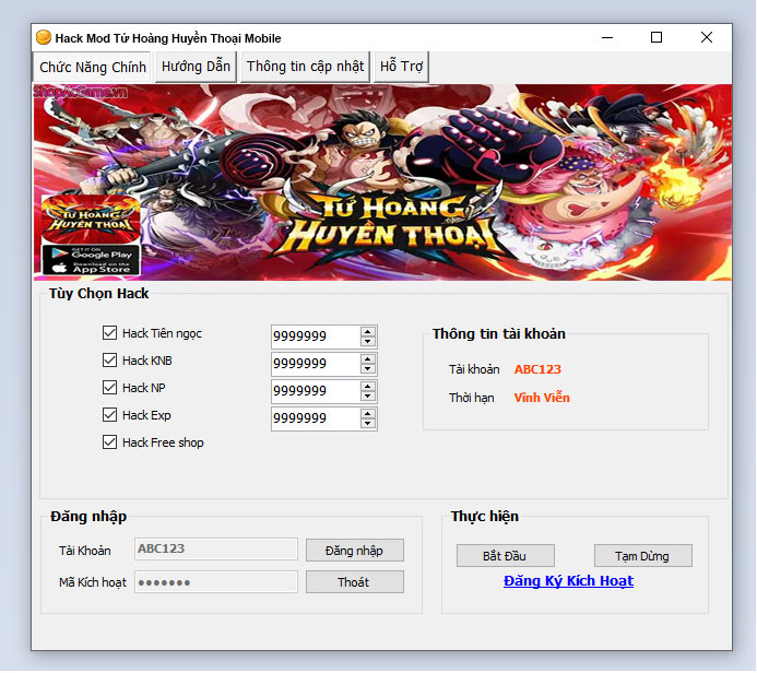 Hack Mod Tứ Hoàng Huyền Thoại Mobile