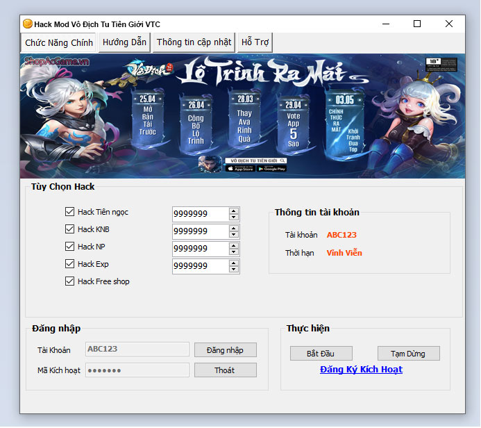 Hack Mod Vô Địch Tu Tiên Giới VTC