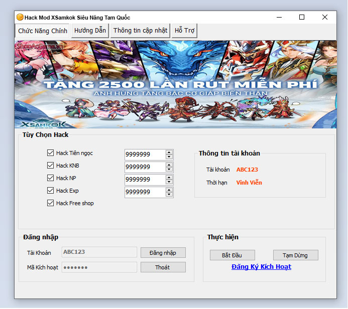 Hack Mod XSamkok Siêu Năng Tam Quốc