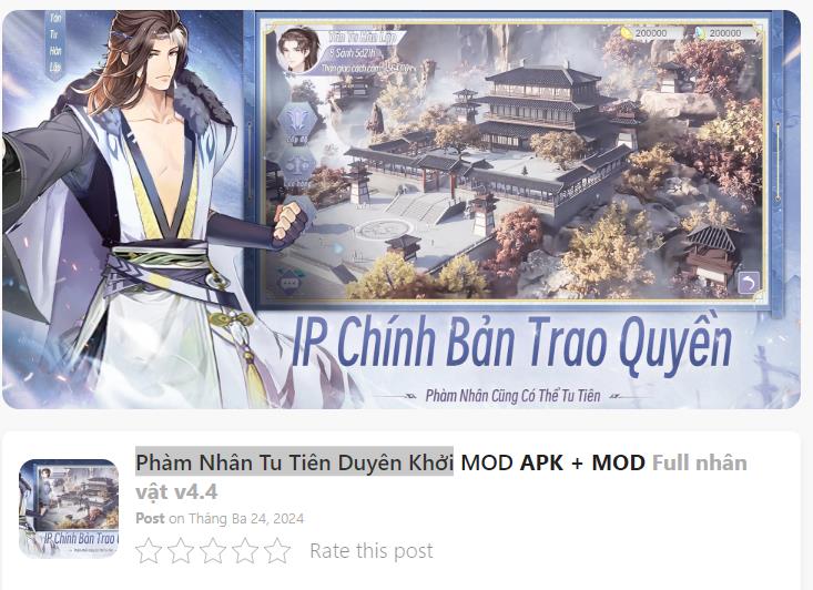 Hack Mod Phàm Nhân Tu Tiên Duyên Khởi