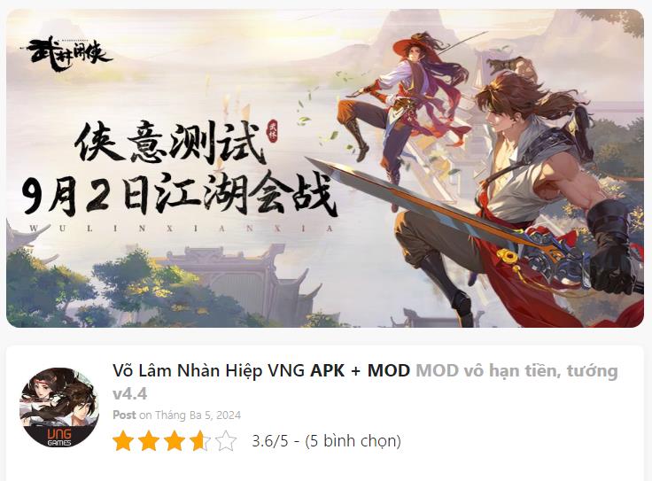 Hack Mod Võ Lâm Nhàn Hiệp VNG