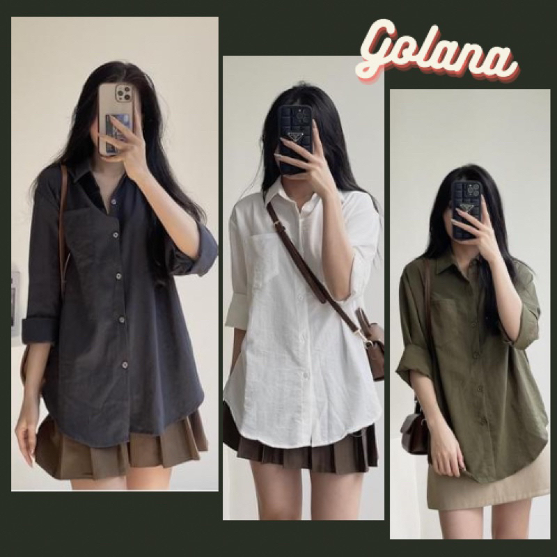 Review Áo sơ mi nữ dài tay form rộng ulzzang